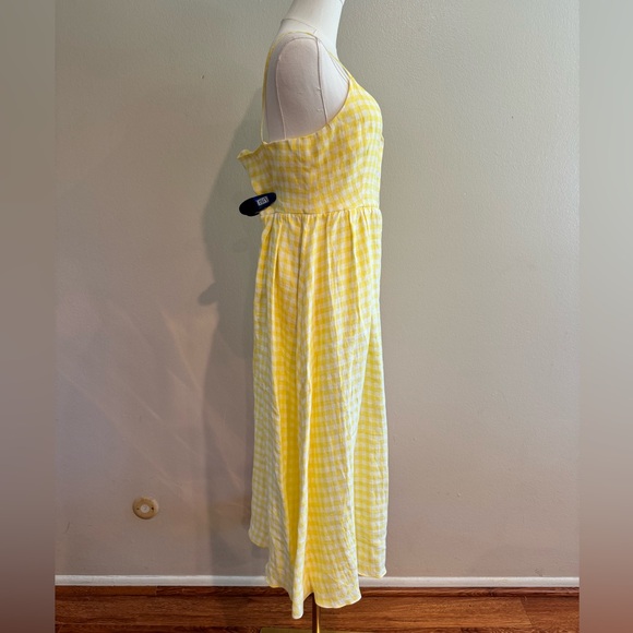 Mansur Gavriel Yellow Gingham Button-Front Dress *Made in Italy, 100% Linen* - Picture 4 of 8